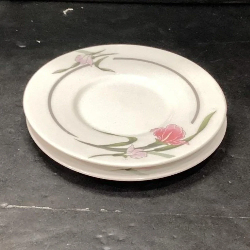 Artland Collection Rhine China Pearl Saucers, Set Of 2 Vintage Floral Dinnerware